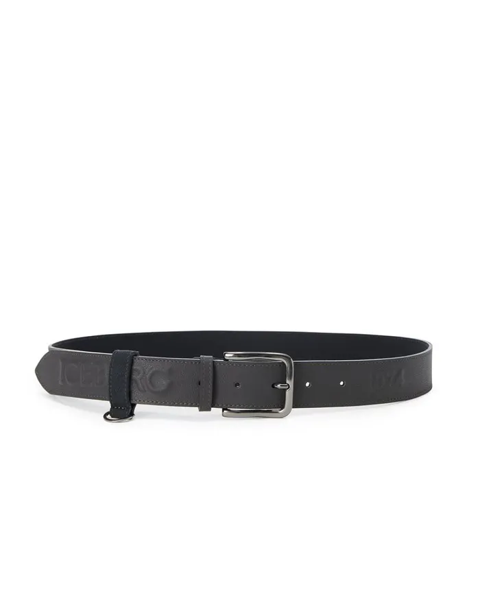 Men Bags And Belt Iceberg Nappa Belt With Embossed Logo