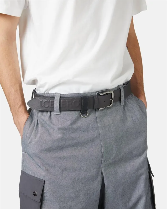 Men Bags And Belt Iceberg Nappa Belt With Embossed Logo Men Bags And Belt Iceberg Nappa Belt With Embossed Logo