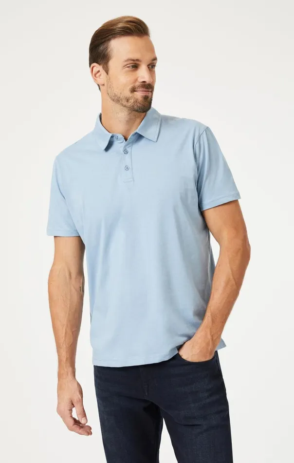 Men Basic Polo Shirt In Faded Denim Mavi Jeans TShirts