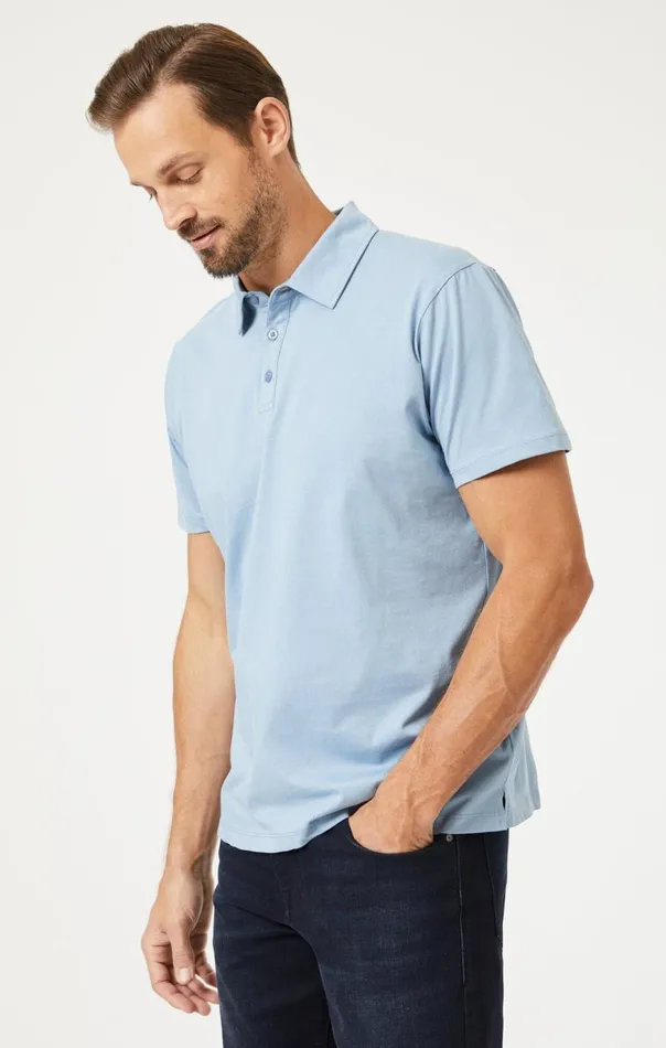 Men Basic Polo Shirt In Faded Denim Mavi Jeans TShirts Men Basic Polo Shirt In Faded Denim Mavi Jeans TShirts