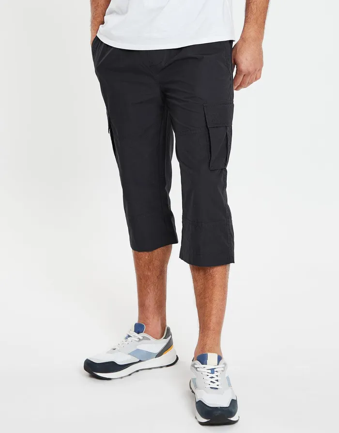 Men Black 34 Length Cargo Pants Black Threadbare Trousers and Cargos
