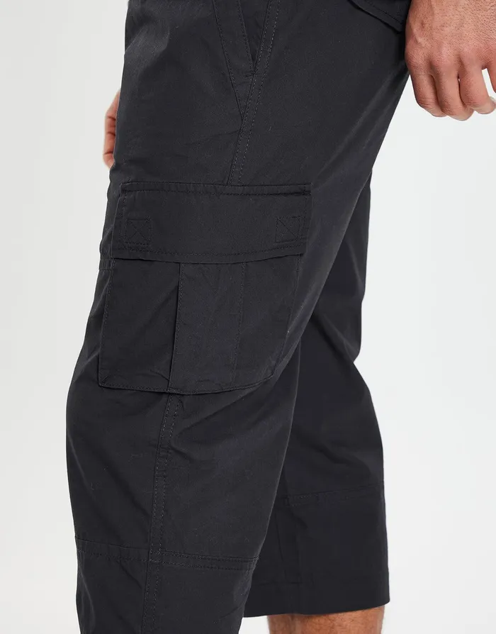 Men Black 34 Length Cargo Pants Black Threadbare Trousers and Cargos