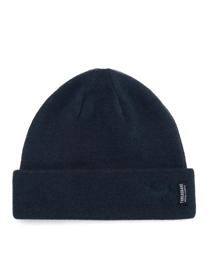 Men Black and Navy Knitted Hats 2 Pack Black Navy Threadbare Accessories