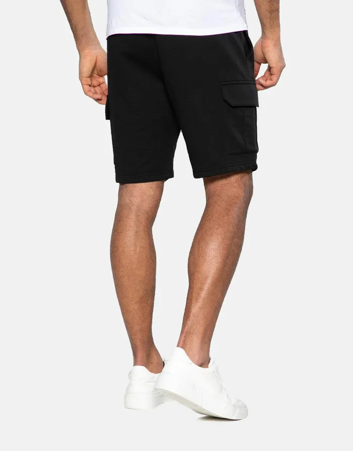 Men Black Cargo Fleece Shorts Black Threadbare Shorts
