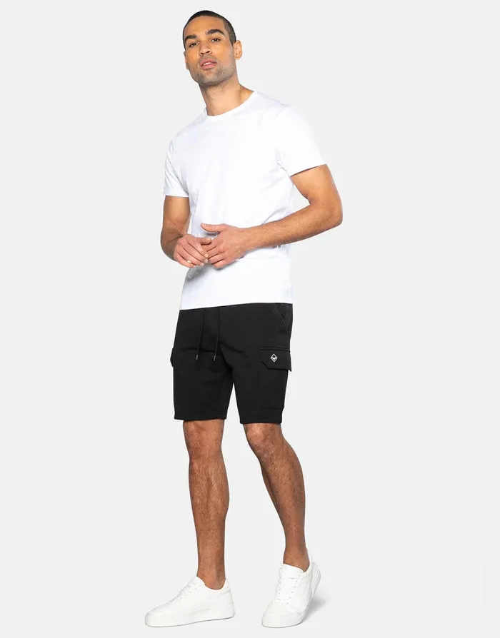 Men Black Cargo Fleece Shorts Black Threadbare Shorts