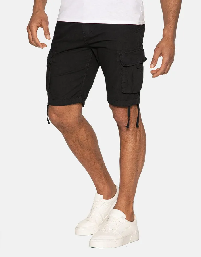 Men Black Cargo Shorts Black Threadbare Shorts