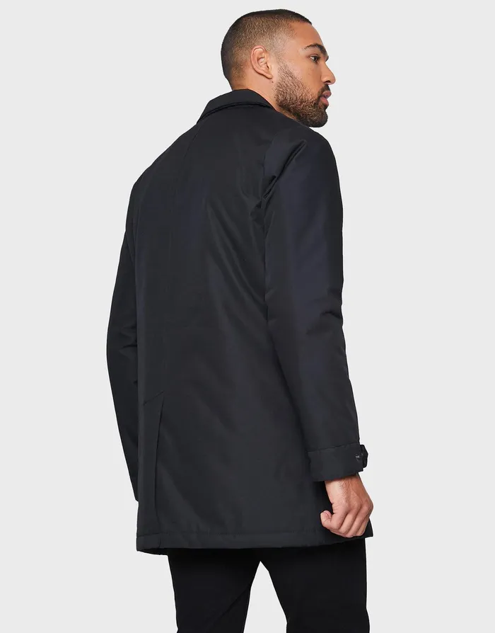Men Black Collared Coat Black Threadbare Jacket and Coats Men Black Collared Coat Black Threadbare Jacket and Coats