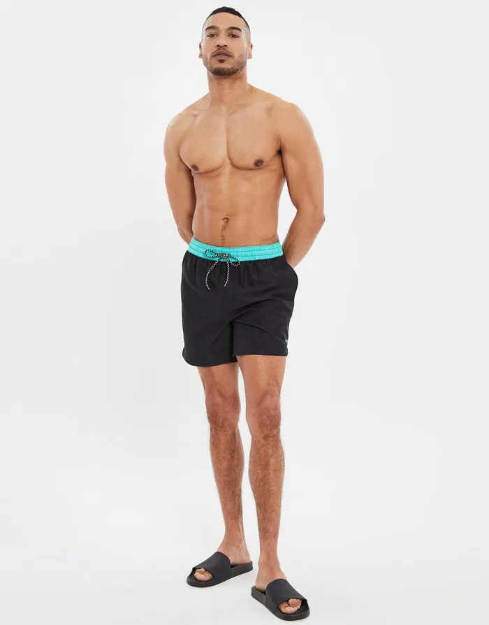Men Black Contrast Swim Shorts Black Threadbare Swimwear Men Black Contrast Swim Shorts Black Threadbare Swimwear