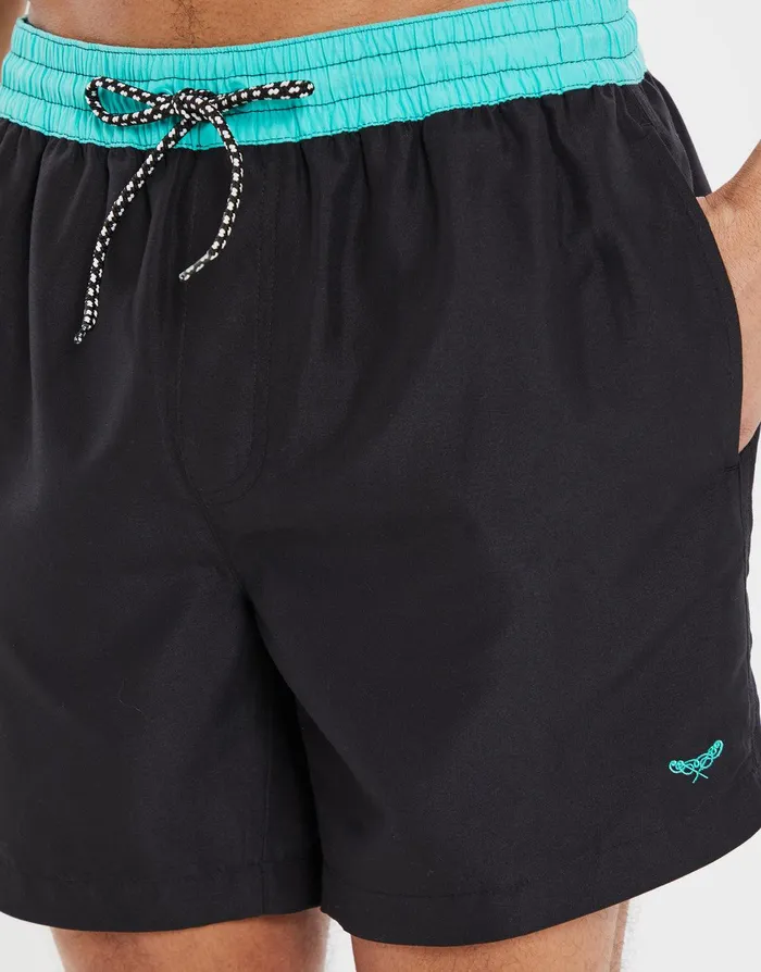 Men Black Contrast Swim Shorts Black Threadbare Swimwear Men Black Contrast Swim Shorts Black Threadbare Swimwear