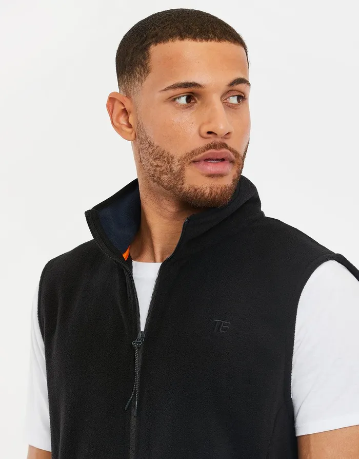 Men Black Fitness Fleece Gilet Black Threadbare Gilets Men Black Fitness Fleece Gilet Black Threadbare Gilets