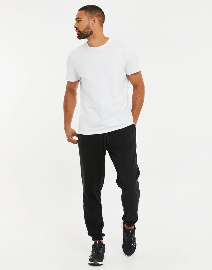 Men Black Fitness Fleece Joggers Black Threadbare Joggers