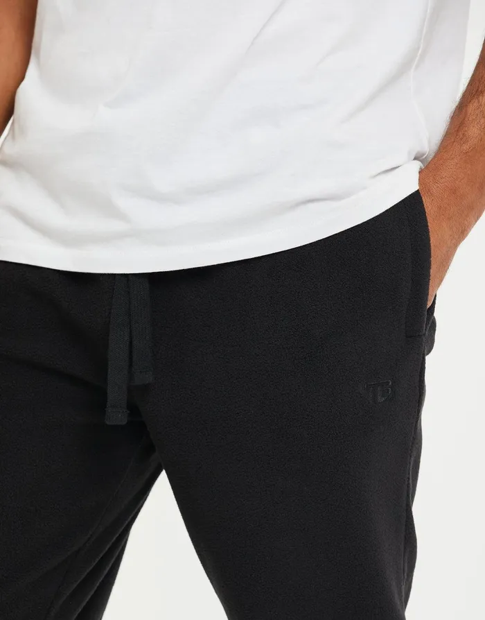 Men Black Fitness Fleece Joggers Black Threadbare Joggers