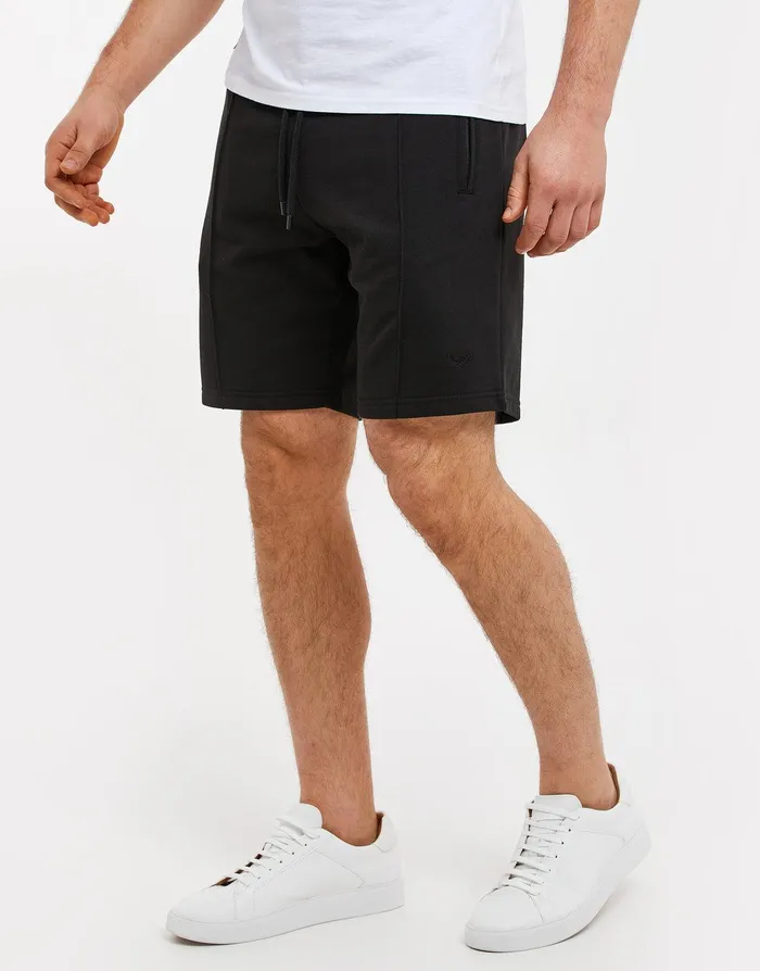 Men Black Fleece Sweat Shorts Black Threadbare Shorts