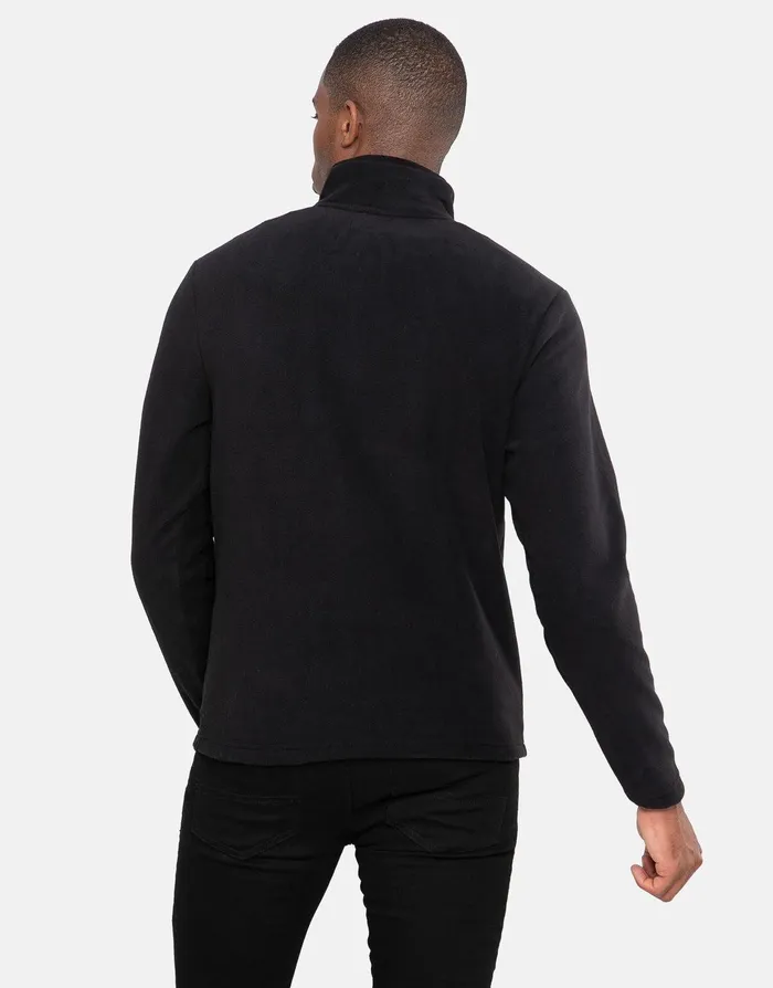 Men Black Quarter Zip Fleece Sweatshirt Black Threadbare Sweatshirts