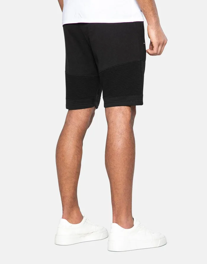 Men Black Ribbed Panel Fleece Shorts Black Threadbare Shorts Men Black Ribbed Panel Fleece Shorts Black Threadbare Shorts