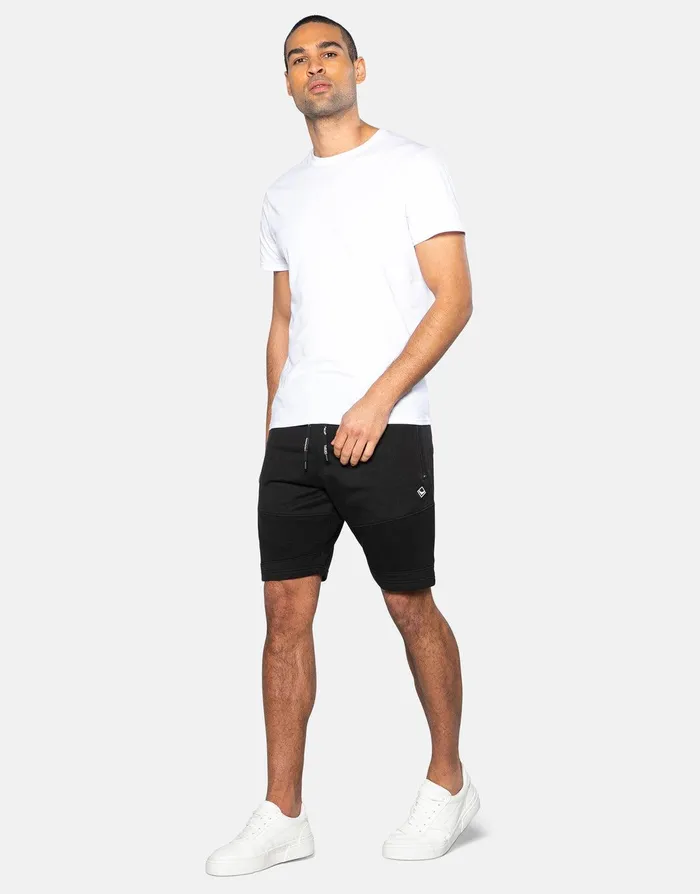 Men Black Ribbed Panel Fleece Shorts Black Threadbare Shorts Men Black Ribbed Panel Fleece Shorts Black Threadbare Shorts