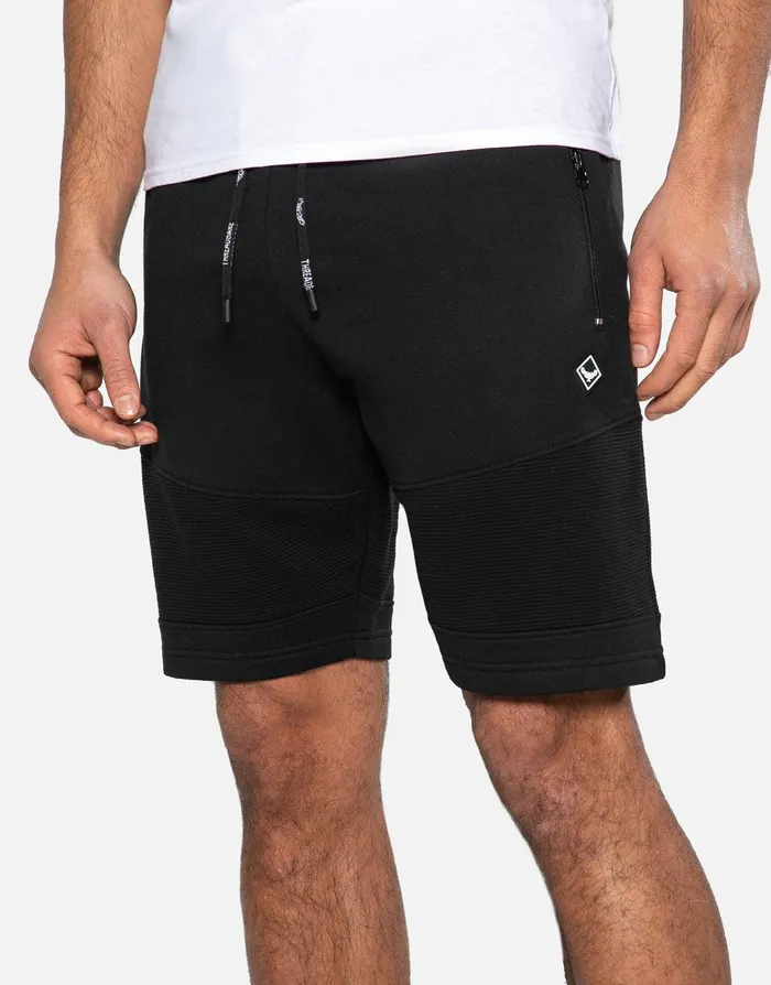 Men Black Ribbed Panel Fleece Shorts Black Threadbare Shorts Men Black Ribbed Panel Fleece Shorts Black Threadbare Shorts