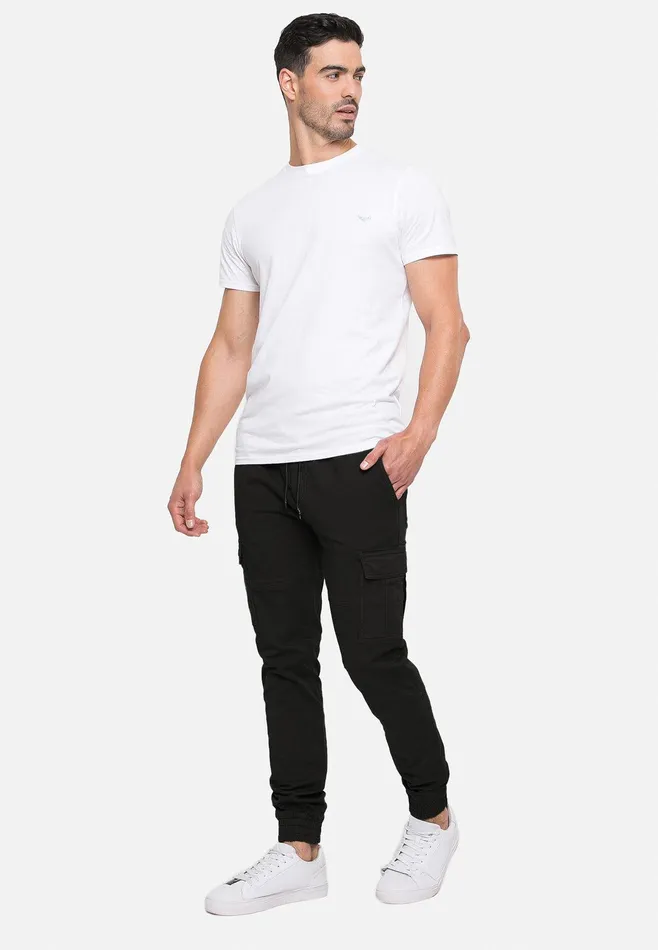 Men Black Slim Fit Cargo Trousers Black Threadbare Trousers and Cargos Men Black Slim Fit Cargo Trousers Black Threadbare Trousers and Cargos