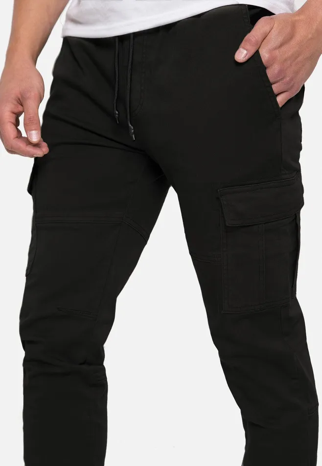 Men Black Slim Fit Cargo Trousers Black Threadbare Trousers and Cargos Men Black Slim Fit Cargo Trousers Black Threadbare Trousers and Cargos