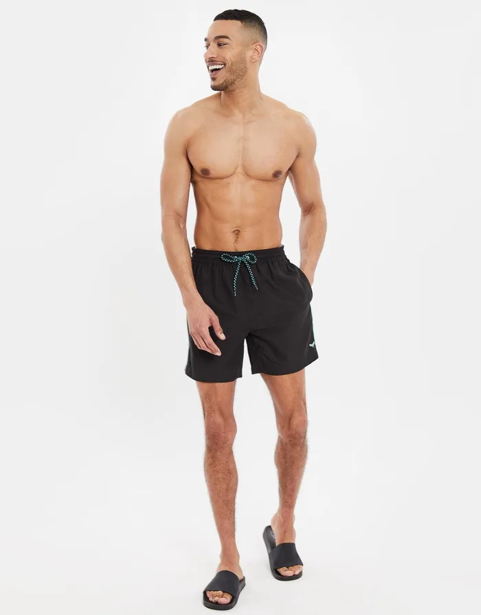 Men Black Swim Shorts Black Threadbare Swimwear Men Black Swim Shorts Black Threadbare Swimwear