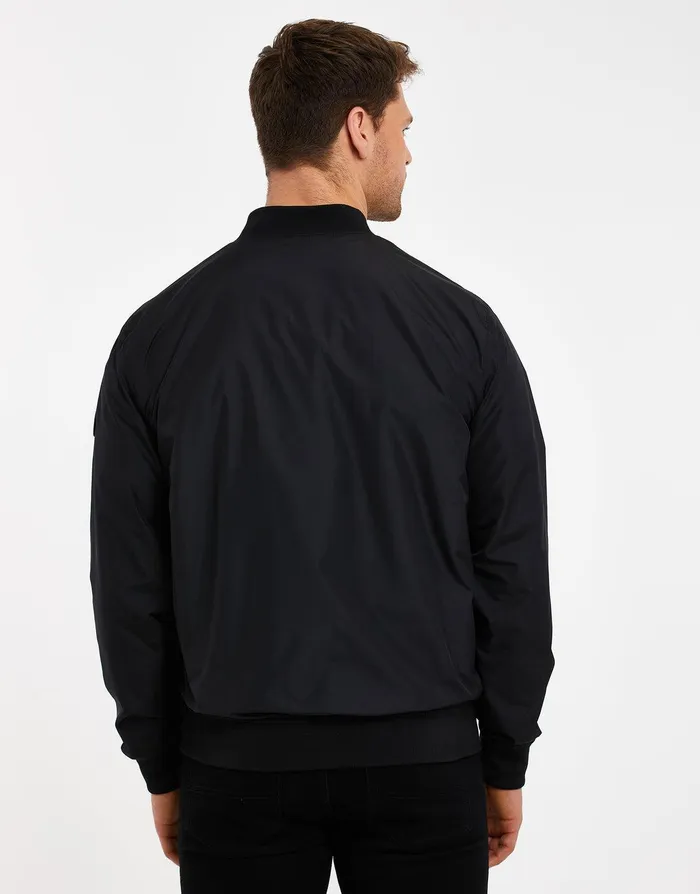 Men Black Zip Up Bomber Jacket Black Threadbare Jacket and Coats Men Black Zip Up Bomber Jacket Black Threadbare Jacket and Coats