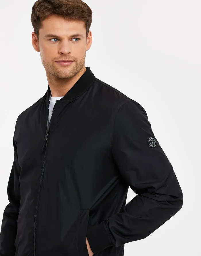 Men Black Zip Up Bomber Jacket Black Threadbare Jacket and Coats Men Black Zip Up Bomber Jacket Black Threadbare Jacket and Coats