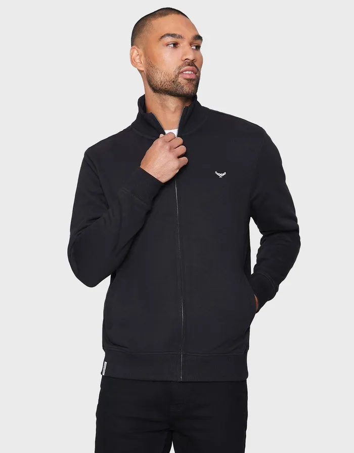 Men Black ZipUp Fleece Jumper Black Threadbare Sweatshirts