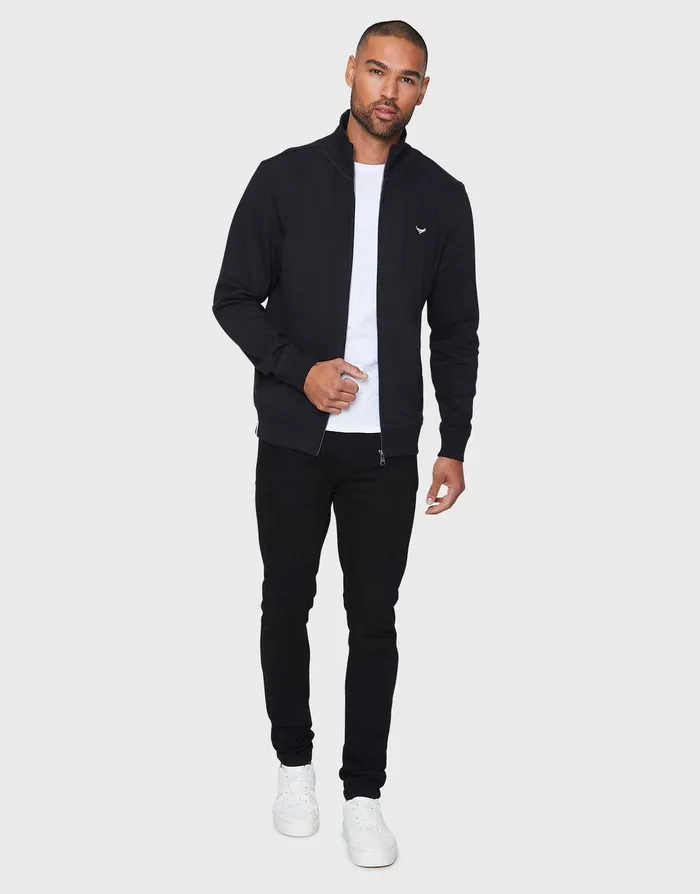 Men Black ZipUp Fleece Jumper Black Threadbare Sweatshirts Men Black ZipUp Fleece Jumper Black Threadbare Sweatshirts