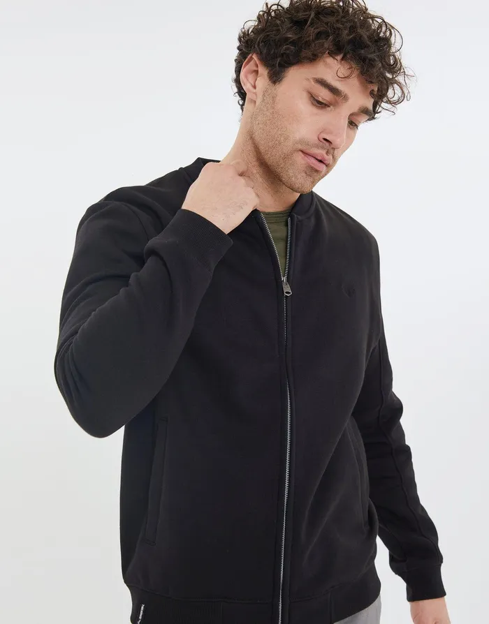 Men Black Zip Up Fleece Varsity Jacket Black Threadbare Jacket and Coats Men Black Zip Up Fleece Varsity Jacket Black Threadbare Jacket and Coats