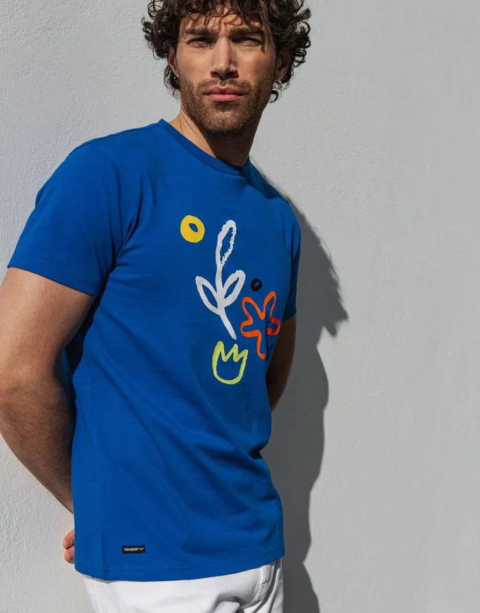 Men Blue Abstract Graphic Print TShirt Blue Threadbare TShirts Men Blue Abstract Graphic Print TShirt Blue Threadbare TShirts
