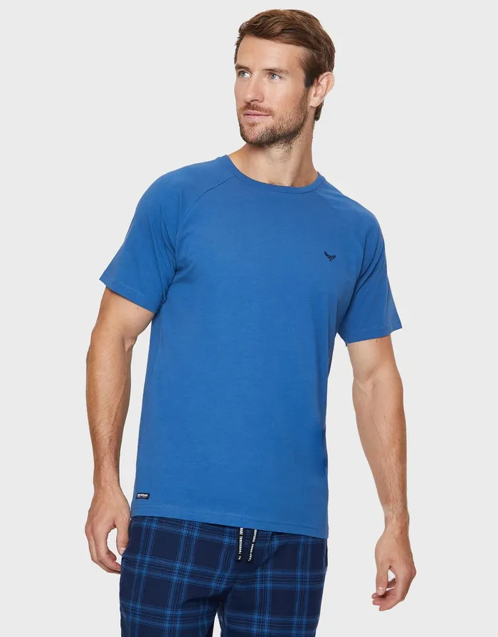 Men Blue Cotton Pyjamas 2Piece Set Blue Threadbare Loungewear Men Blue Cotton Pyjamas 2Piece Set Blue Threadbare Loungewear