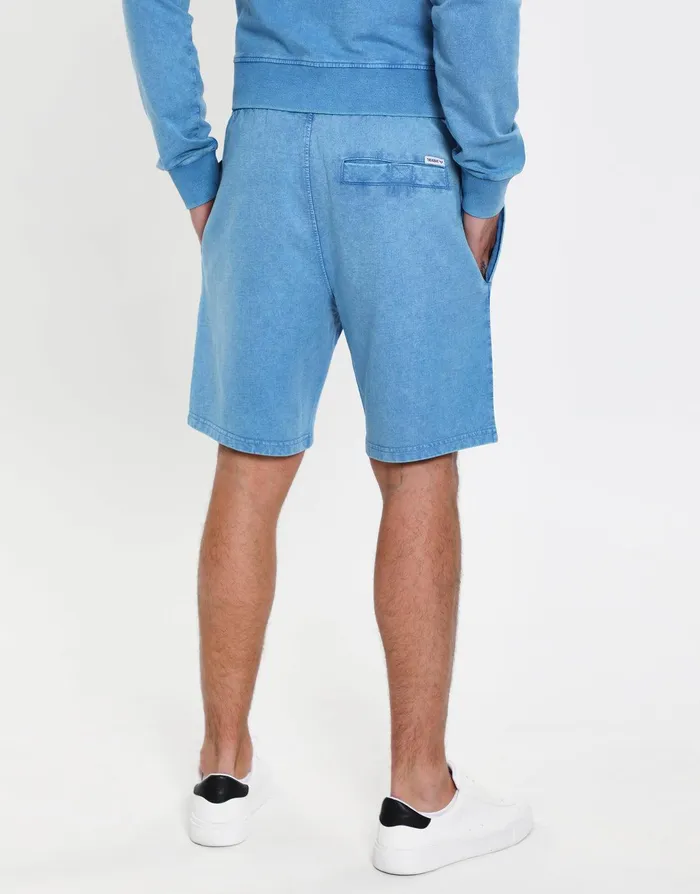 Men Blue Dye Effect Cotton Fleece Shorts Blue Threadbare Shorts Men Blue Dye Effect Cotton Fleece Shorts Blue Threadbare Shorts