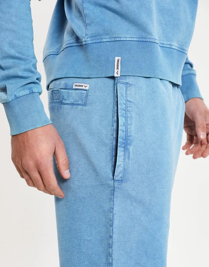 Men Blue Dye Effect Cotton Fleece Shorts Blue Threadbare Shorts Men Blue Dye Effect Cotton Fleece Shorts Blue Threadbare Shorts
