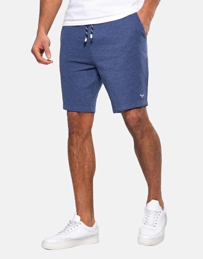 Men Blue Fleece Shorts 2 Pack NavyDenim Marl Threadbare Shorts