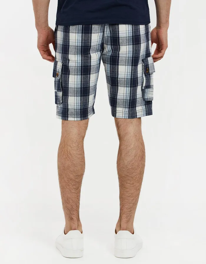 Men Blue Palma Check Cargo Shorts Palma Check Threadbare Shorts Men Blue Palma Check Cargo Shorts Palma Check Threadbare Shorts