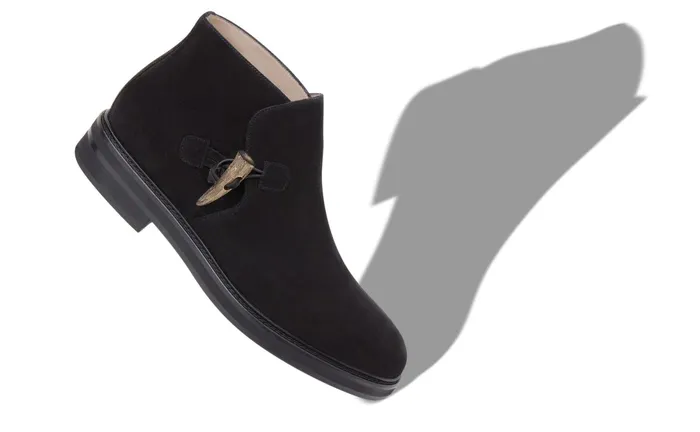 Men Boots Manolo Blahnik BOSTON Black Suede Desert Boots Men Boots Manolo Blahnik BOSTON Black Suede Desert Boots