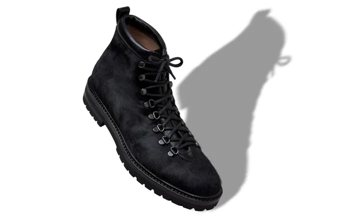 Men Boots Manolo Blahnik CALAURIO Black Calf Hair Lace Up Boots Men Boots Manolo Blahnik CALAURIO Black Calf Hair Lace Up Boots