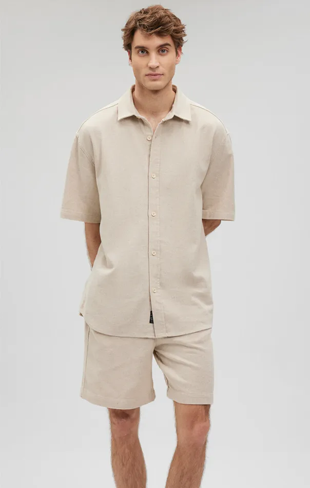 Men Boxy ButtonUp Shirt In Oyster Gray Mavi Jeans Shirts