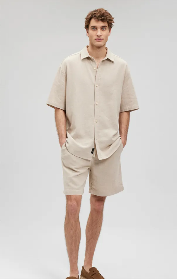 Men Boxy ButtonUp Shirt In Oyster Gray Mavi Jeans Shirts