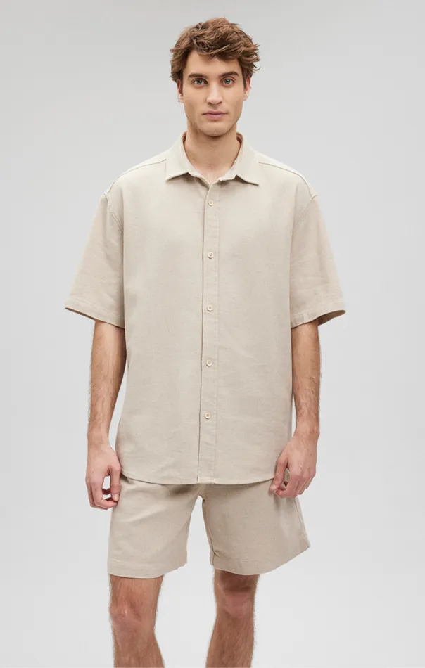 Men Boxy ButtonUp Shirt In Oyster Gray Mavi Jeans Shirts