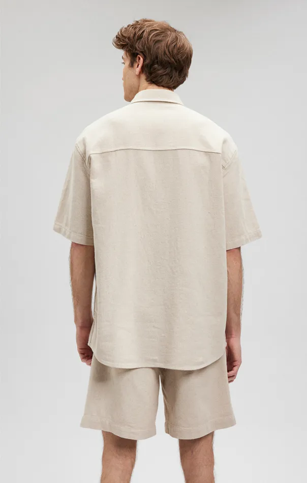 Men Boxy ButtonUp Shirt In Oyster Gray Mavi Jeans Shirts