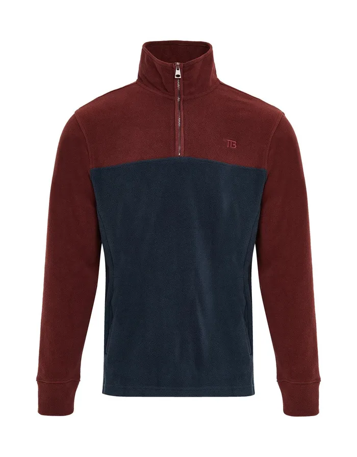 Men Burgundy and Navy Colourblock Quarter Zip Fleece Burgundy and Navy Threadbare Sweatshirts Men Burgundy and Navy Colourblock Quarter Zip Fleece Burgundy and Navy Threadbare Sweatshirts