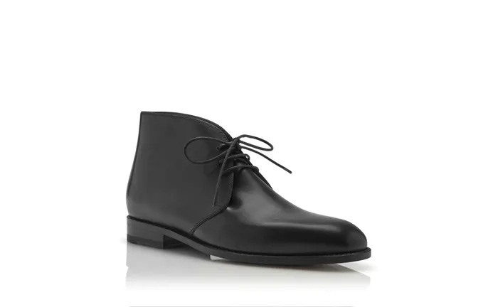 Men Business Manolo Blahnik WARWICK Black Calf Leather Desert Boots