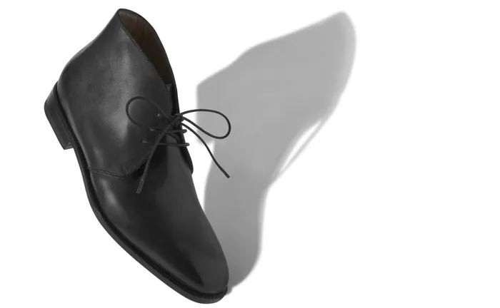 Men Business Manolo Blahnik WARWICK Black Calf Leather Desert Boots Men Business Manolo Blahnik WARWICK Black Calf Leather Desert Boots
