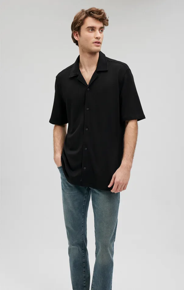 Men ButtonUp Short Sleeve Shirt In Black Mavi Jeans Shirts