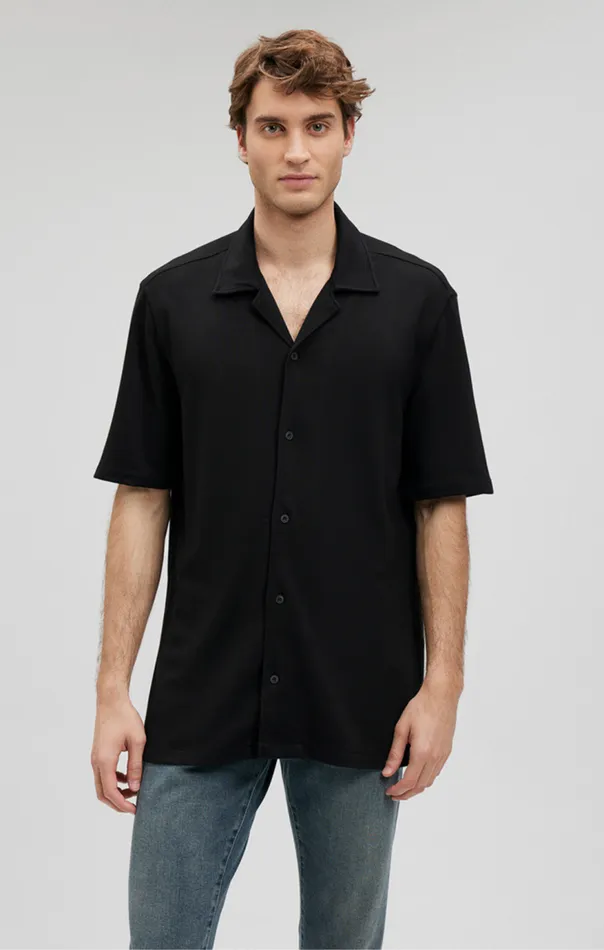 Men ButtonUp Short Sleeve Shirt In Black Mavi Jeans Shirts