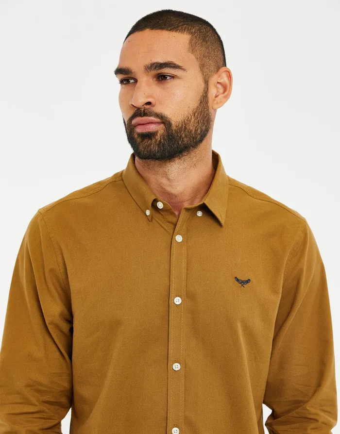 Men Camel Cotton Long Sleeve Shirt Camel Threadbare Shirts Men Camel Cotton Long Sleeve Shirt Camel Threadbare Shirts