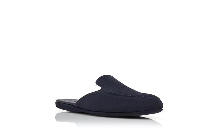 Men Casual Manolo Blahnik MONTAGUE Navy Blue Suede Slippers
