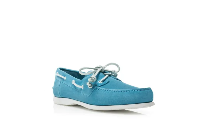 Men Casual Manolo Blahnik SIDMOUTH Blue Suede Boat Shoes