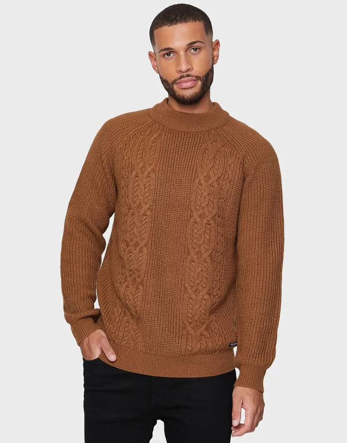 Men Catechu Wood Textured Jumper Catechu Wood Threadbare Knitwear